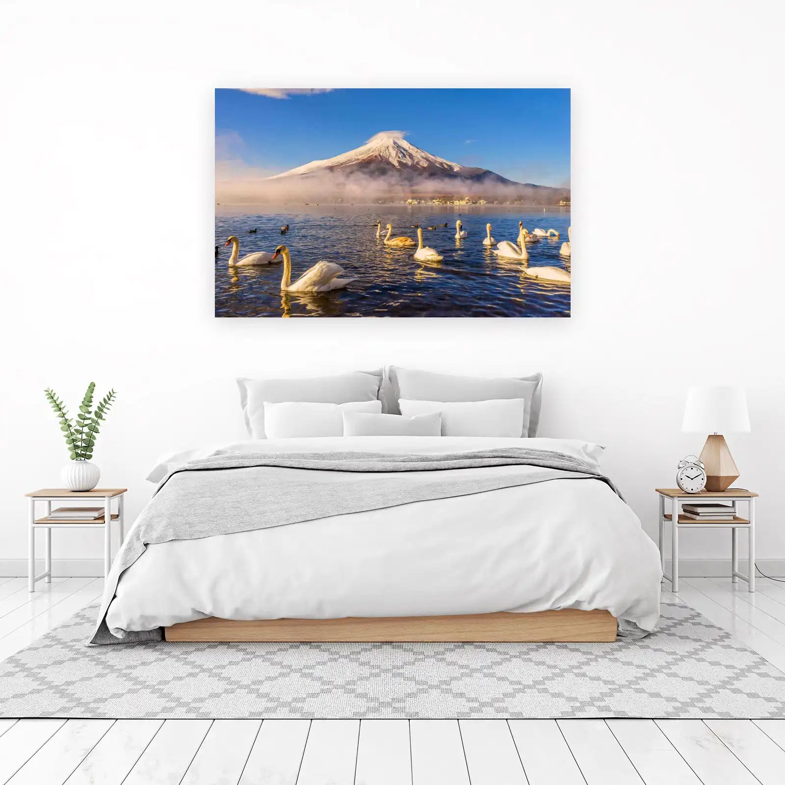 Majestic Swans & Fuji Sunrise Wall Art