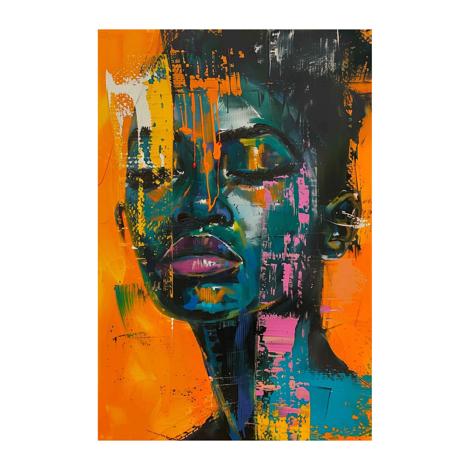 Vibrant Abstract Portrait Wall Art