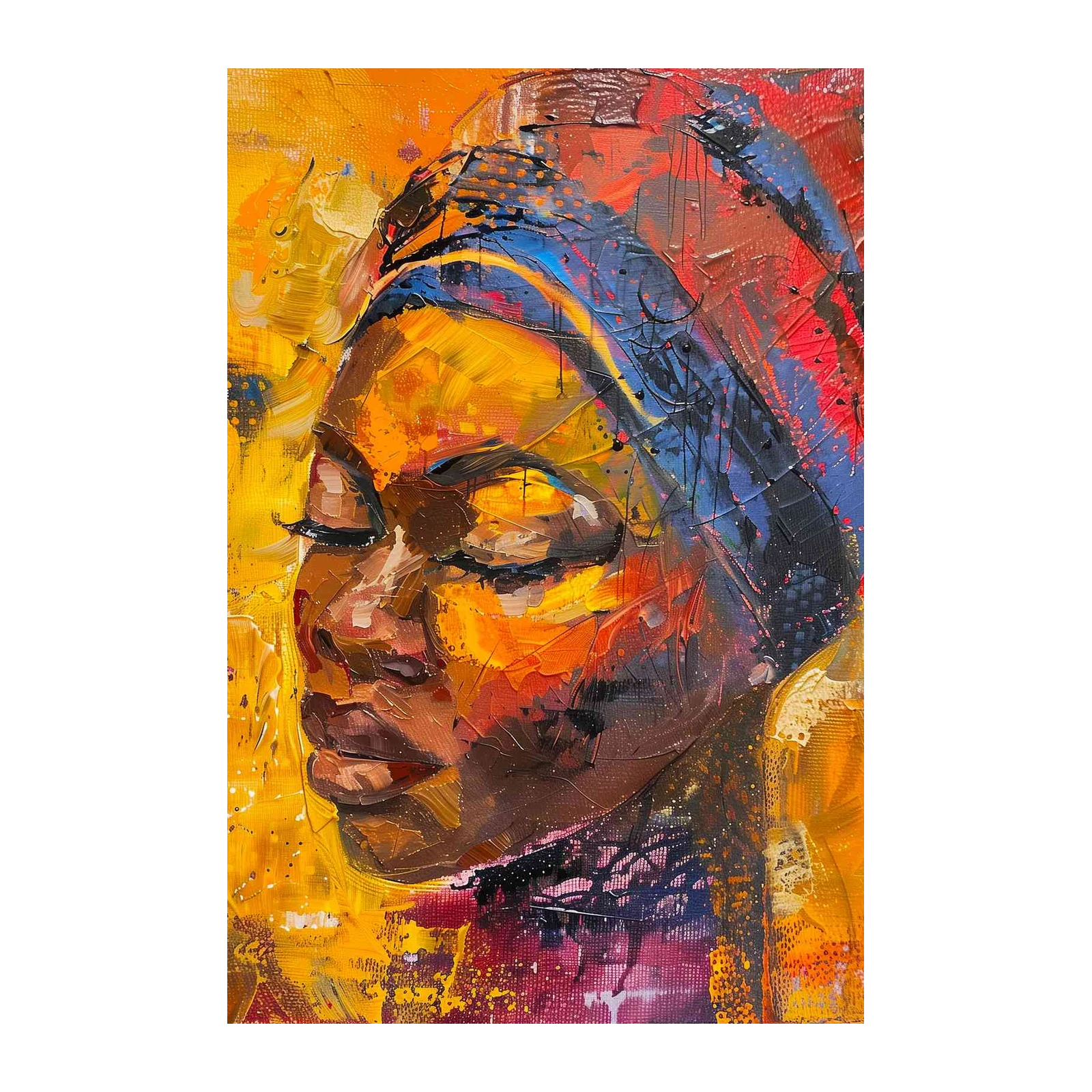 Vibrant Portrait Textured Impressionist Wall Art