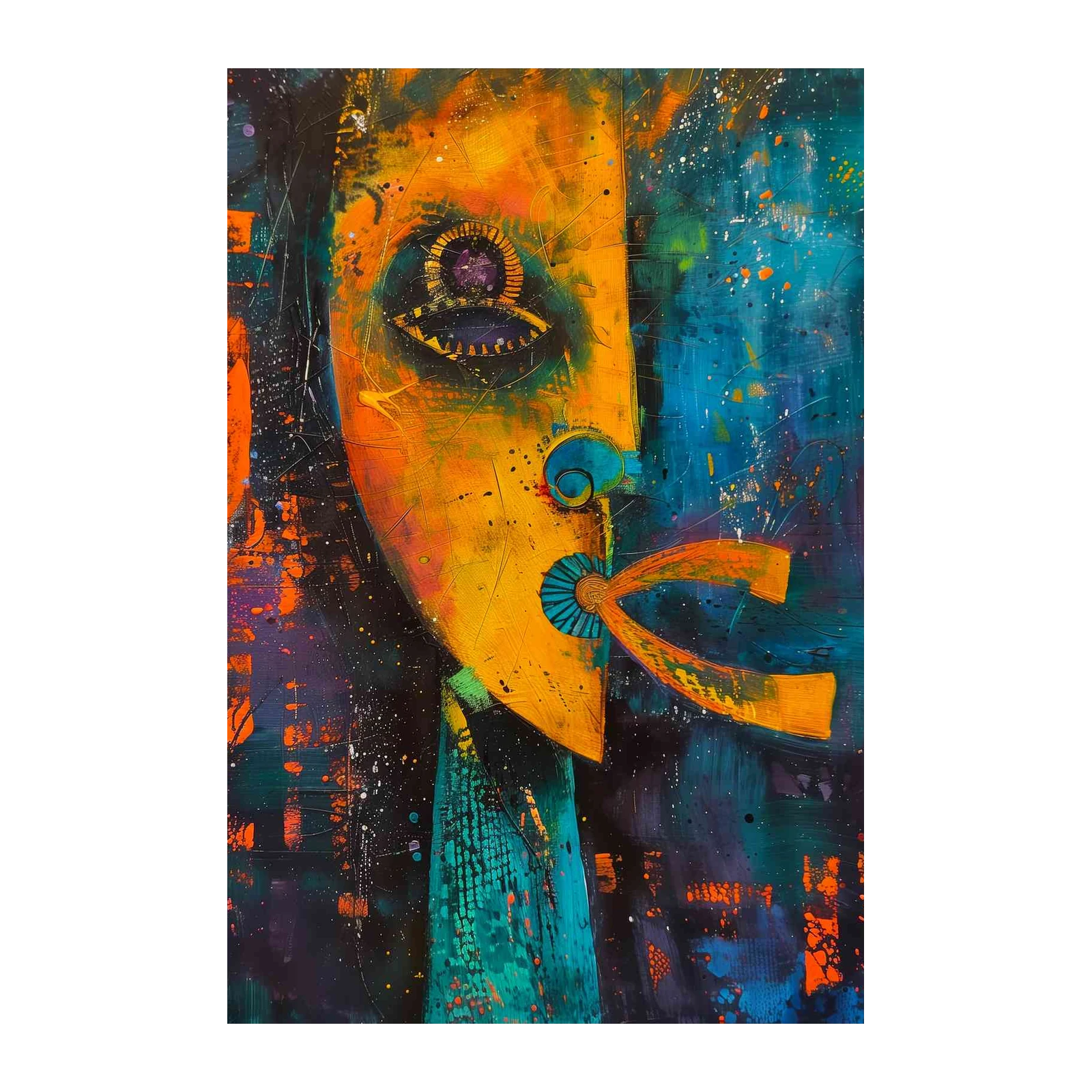 Vibrant Abstract Face Wall Art