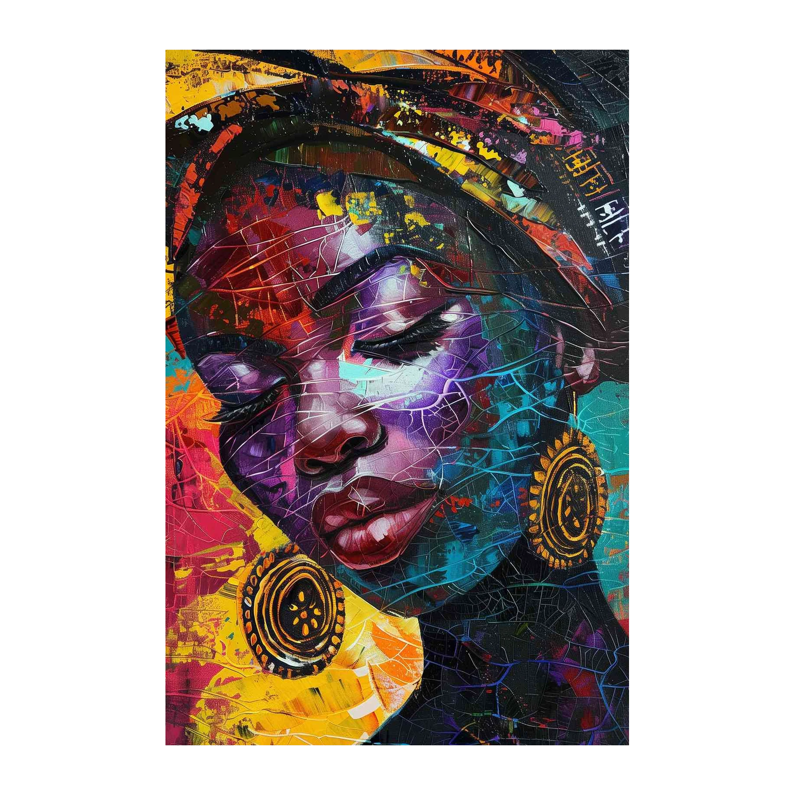 Vibrant Afro Woman Portrait Wall Art
