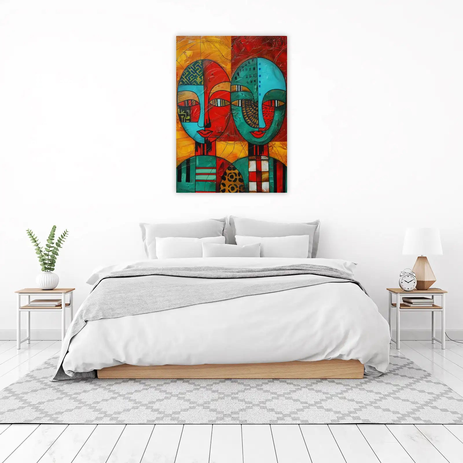 Vibrant Duo Abstract Faces Wall Art