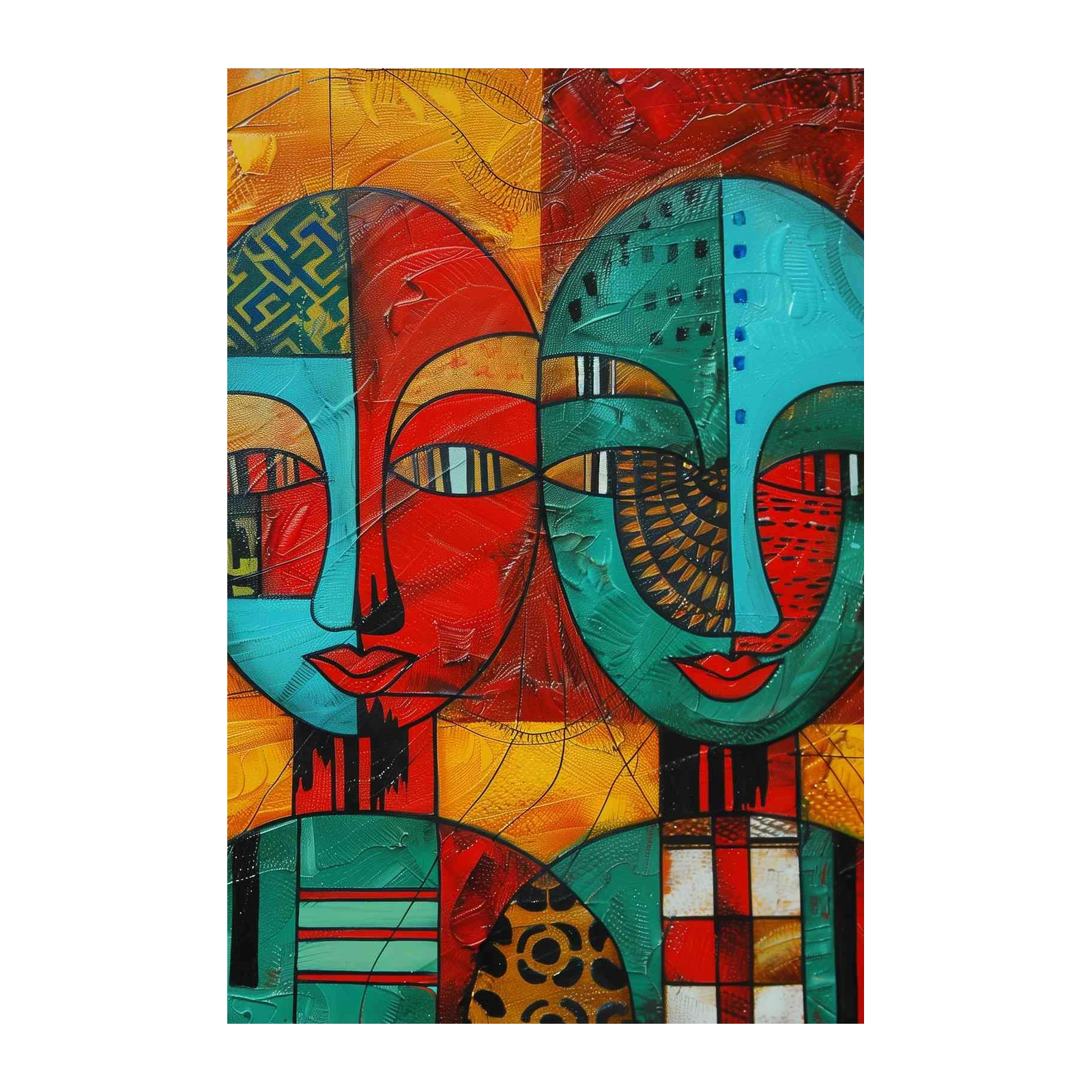 Vibrant Duo African Mask Wall Art