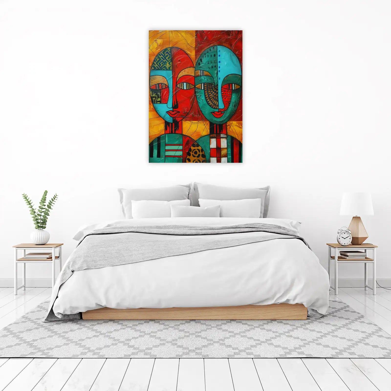 Vibrant Duo African Mask Wall Art