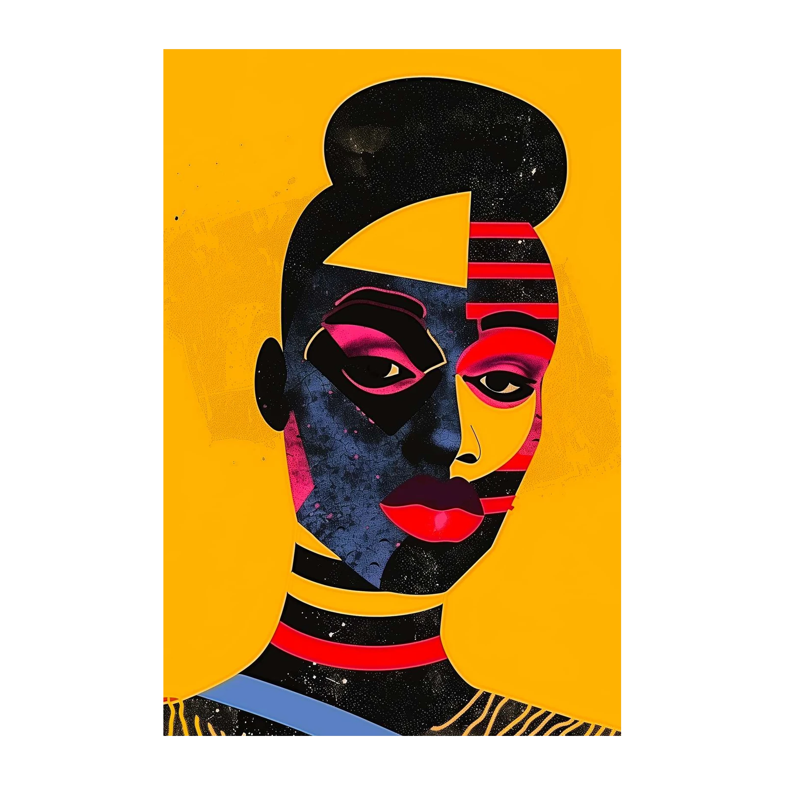 Bold Abstract Face Yellow Wall Art