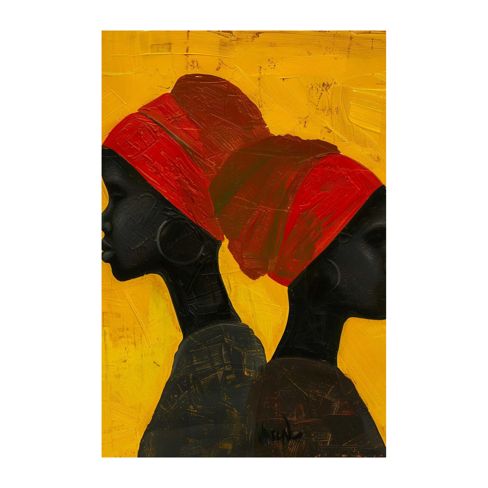 Vibrant African Women Red Headwrap Wall Art