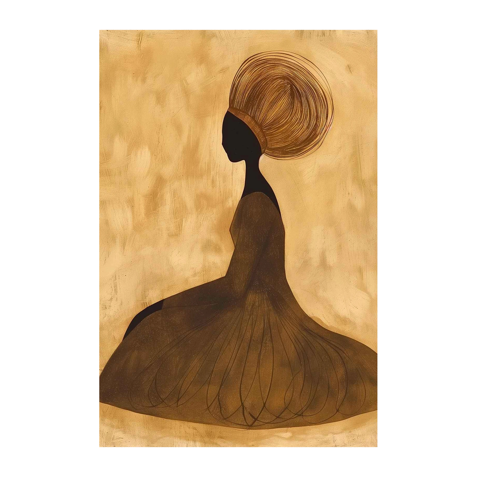 Elegant Silhouette Lady African Art Wall Art