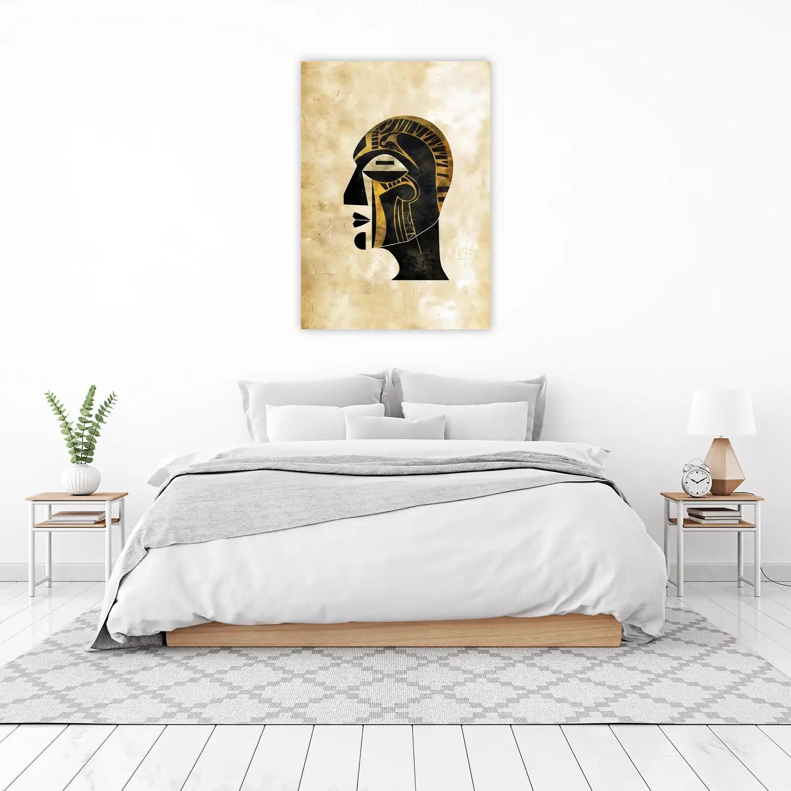 Abstract Tribal Face Gold Black Wall Art