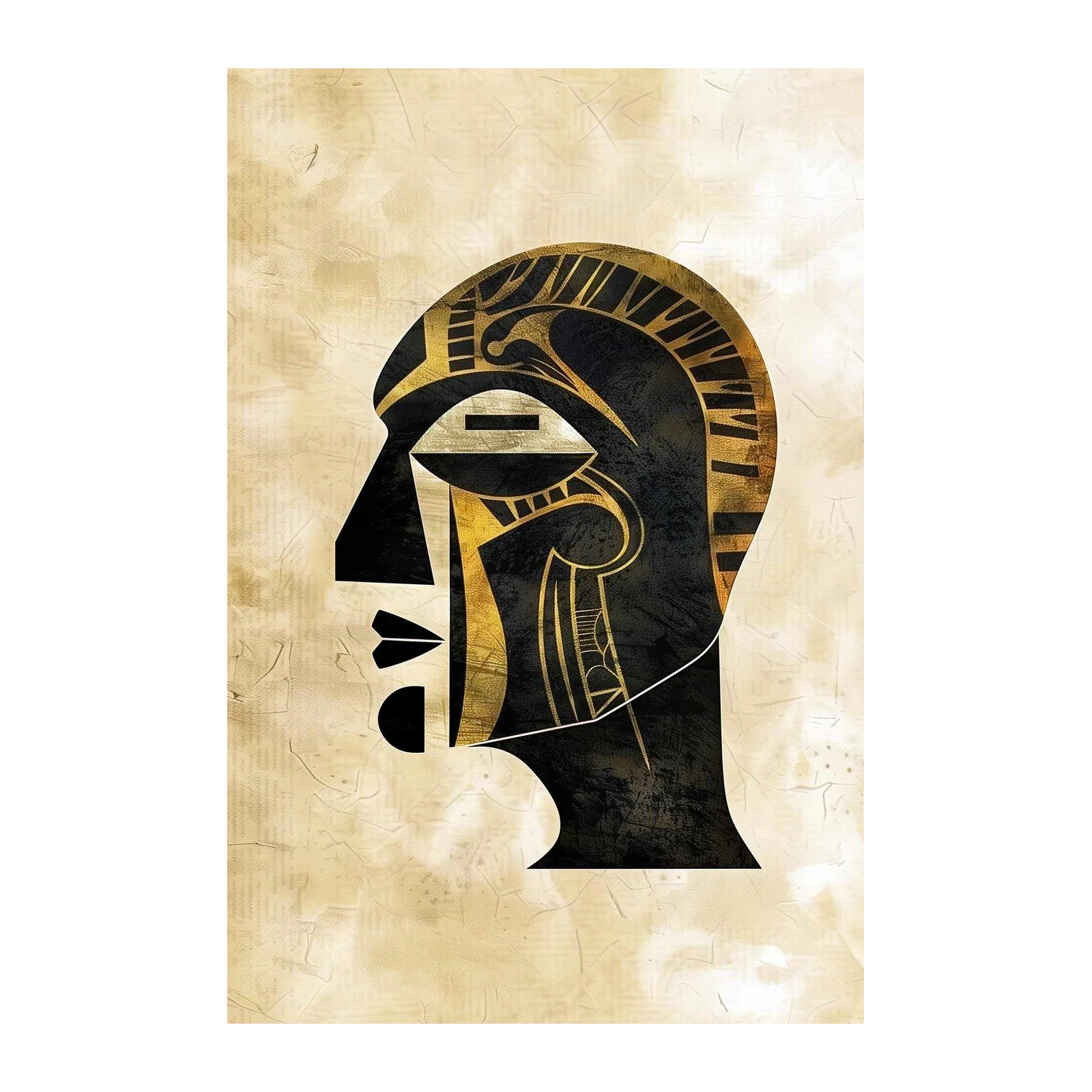 Abstract Gold Face Modern African Art Wall Art