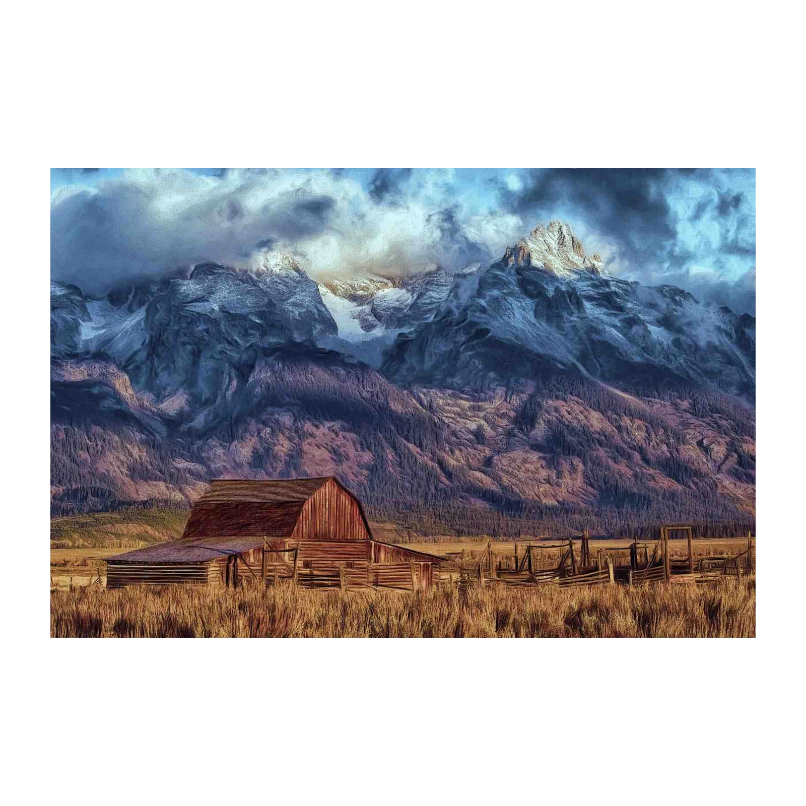 Rustic Barn Mountain Serenity Wall Art