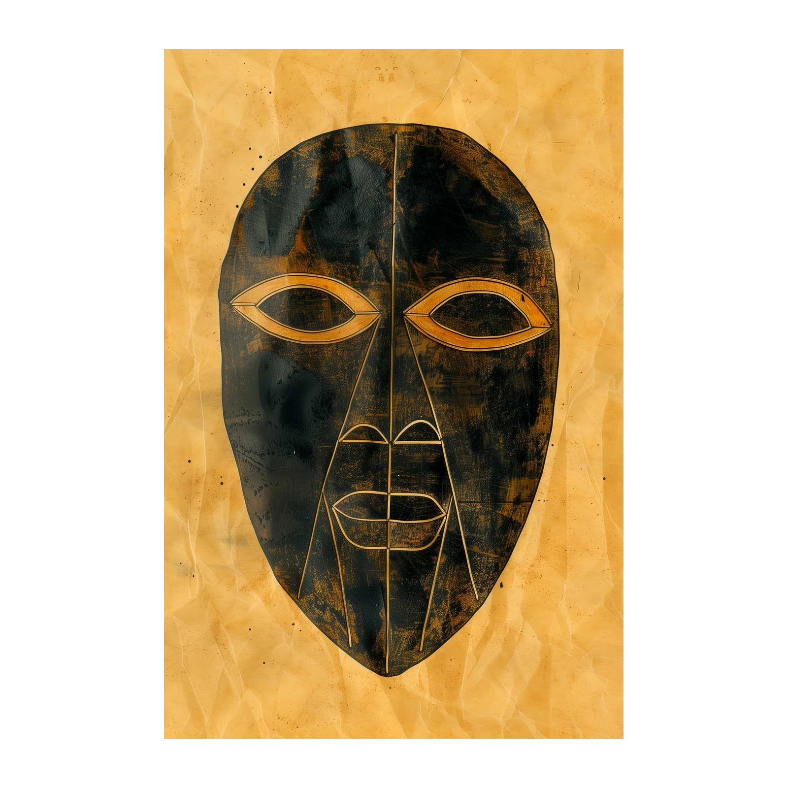 Tribal Mask Grunge Abstract Wall Art