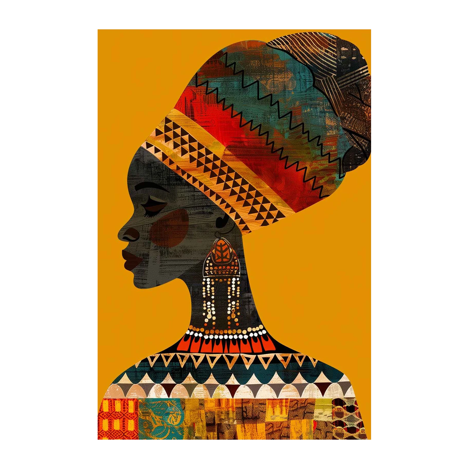 Vibrant African Queen Abstract Wall Art