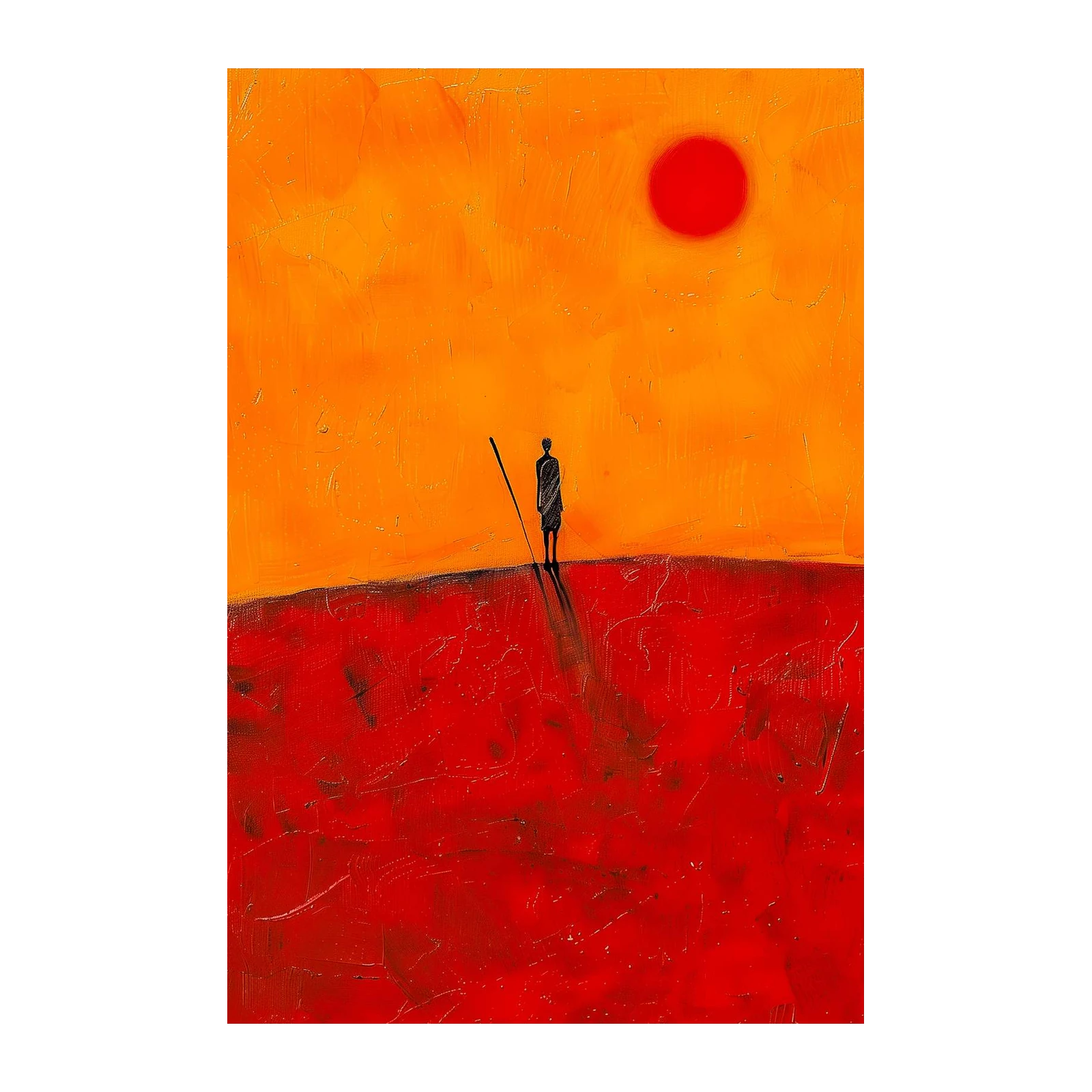 Lone Wanderer Sunset Abstract Wall Art
