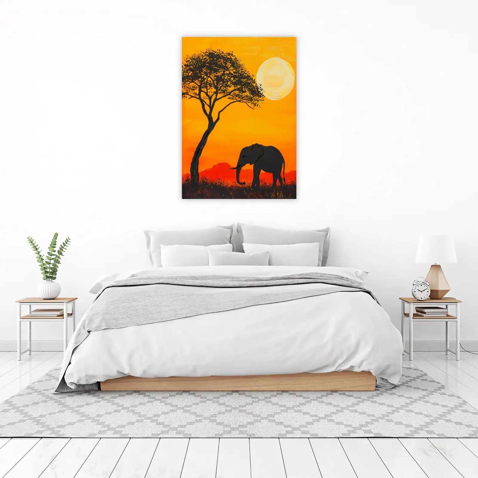 African Sunset Elephant Wall Art - Wildlife Art
