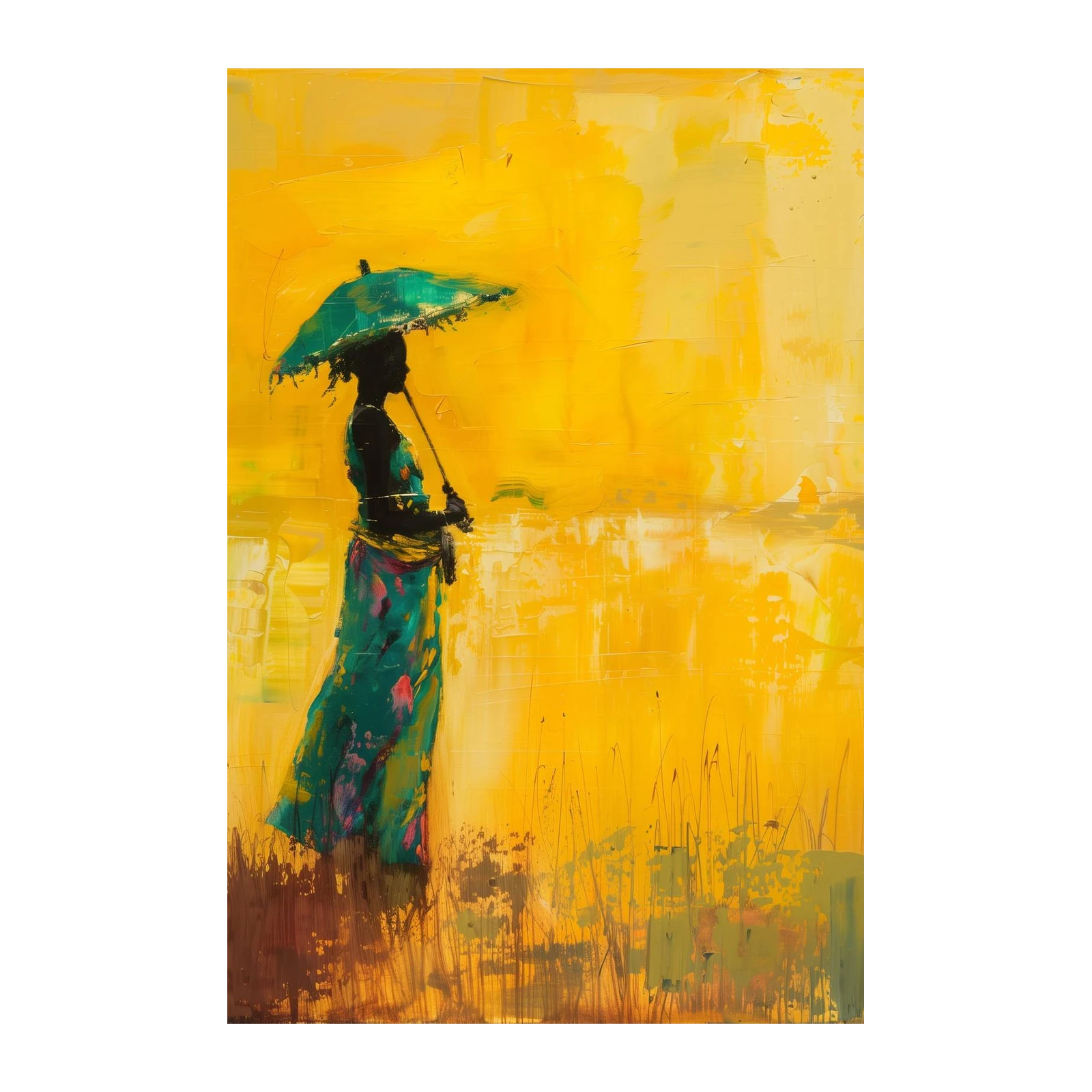 Vibrant Sunlit Stroll African Woman Wall Art