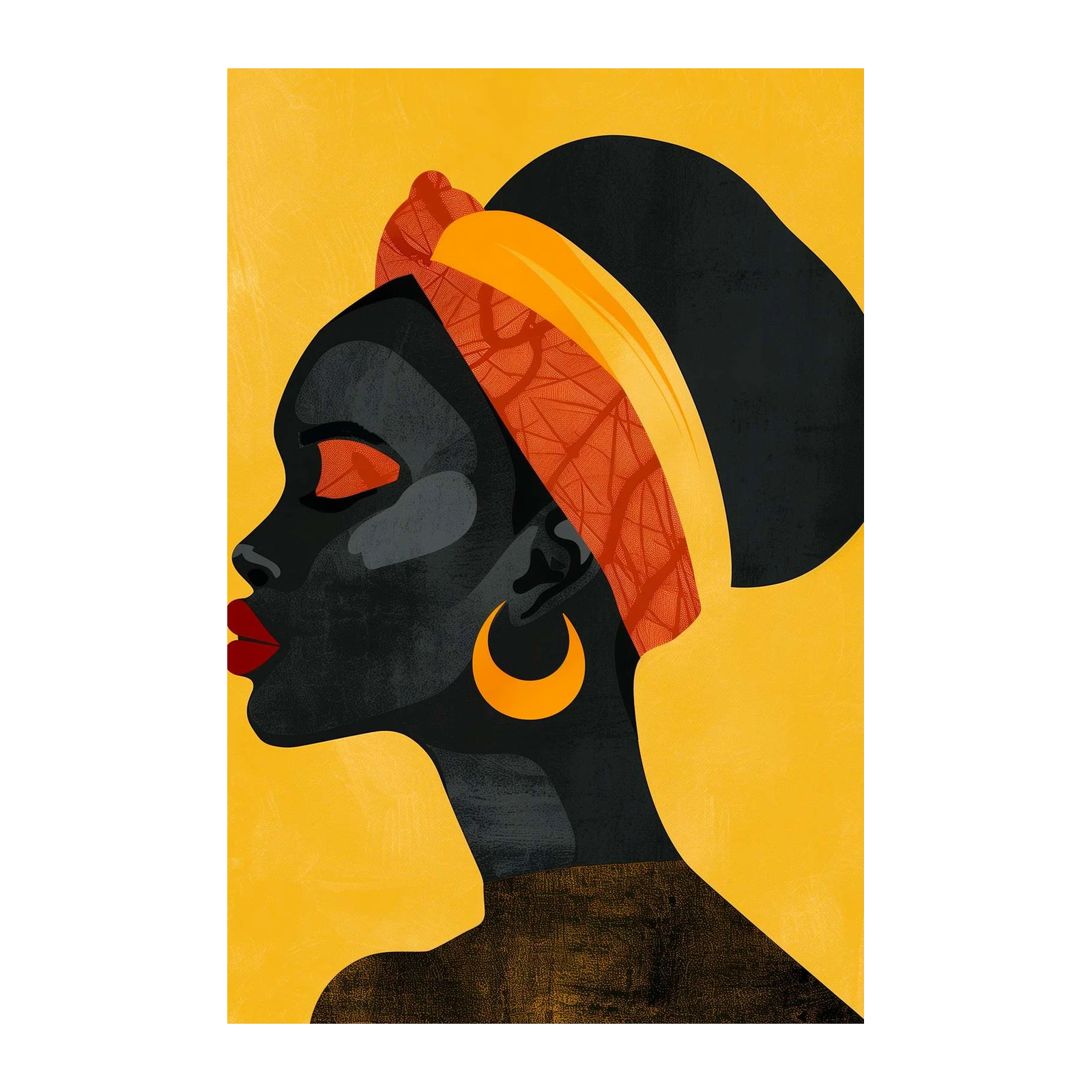 Vibrant Abstract Black Woman Portrait Wall Art