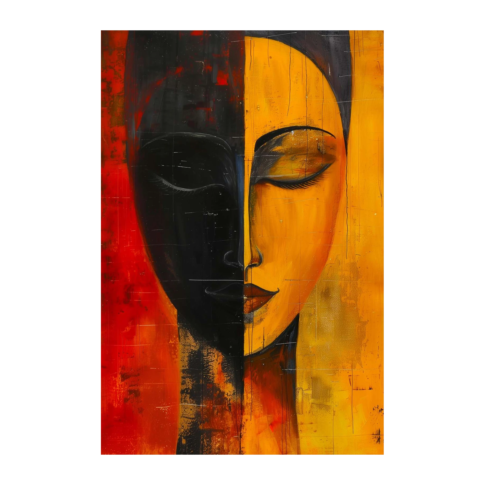 Zen Duality Abstract Buddha Face Wall Art