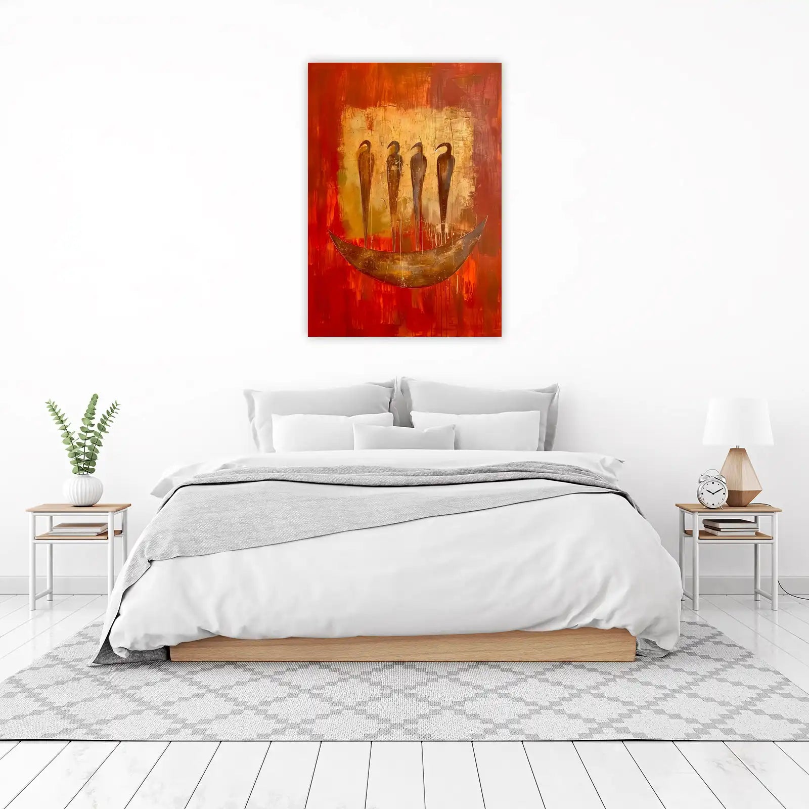 Abstract Bird Boat Sunset Wall Art