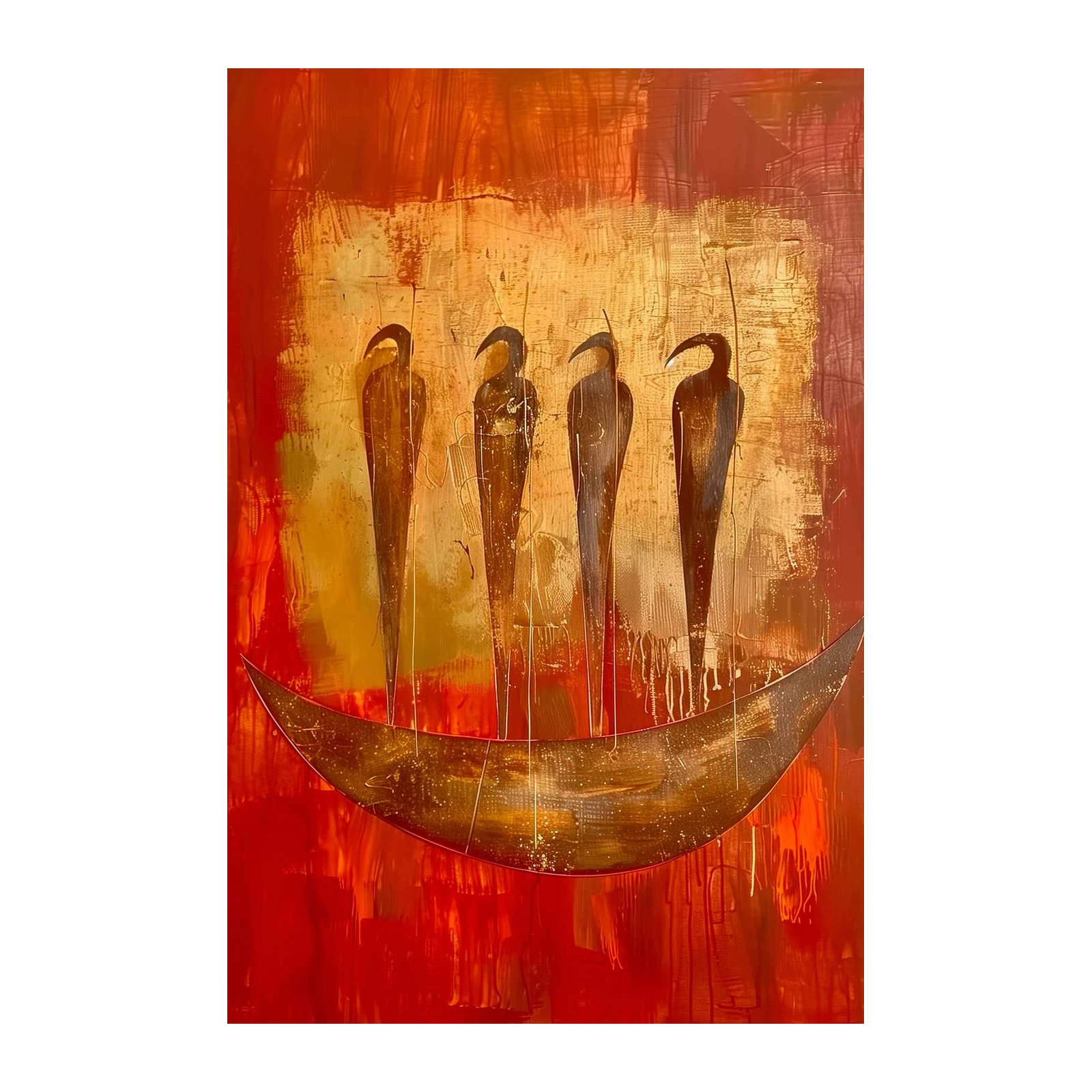 Abstract Birds Boat Wall Art