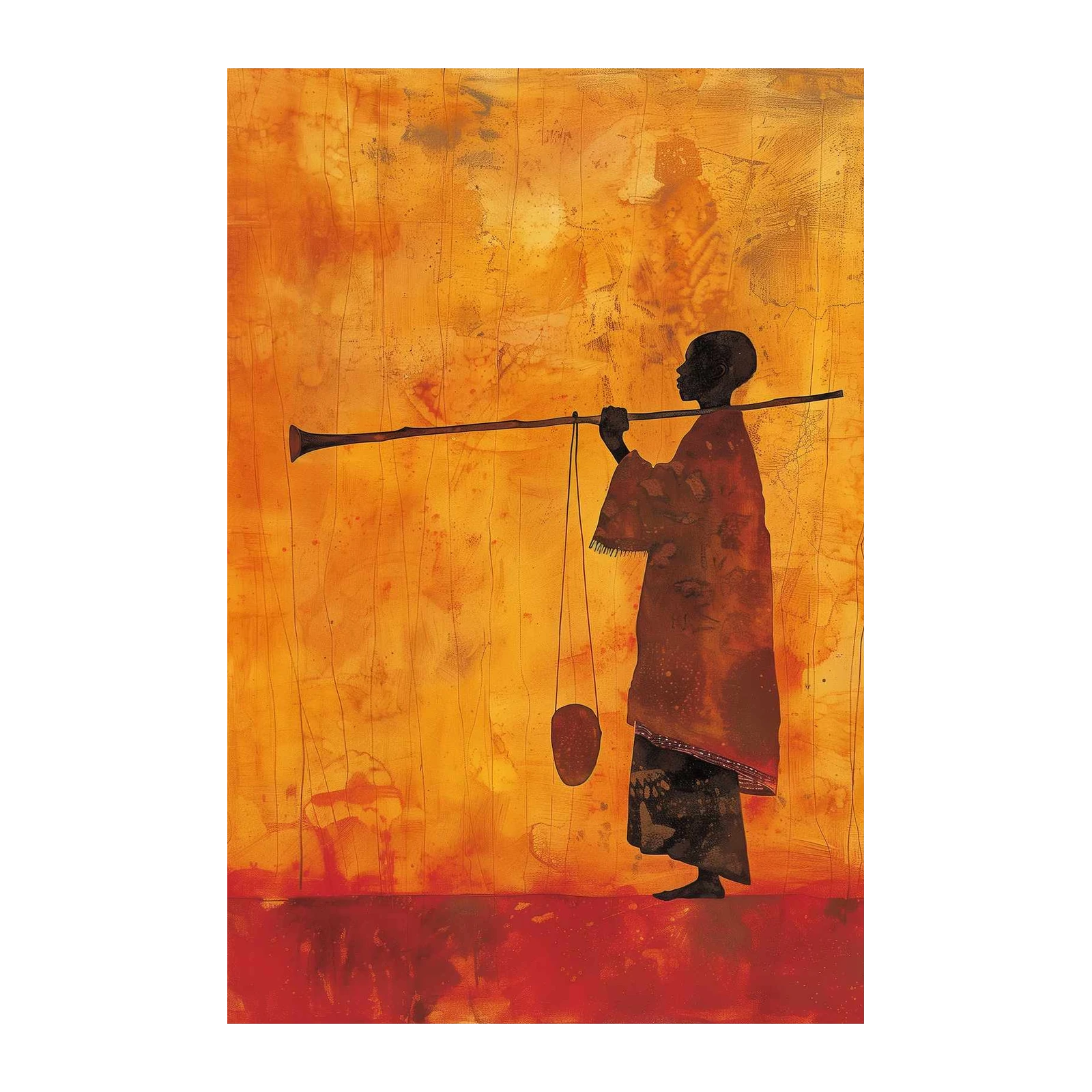 African Silhouette Trumpet Player Wall Art