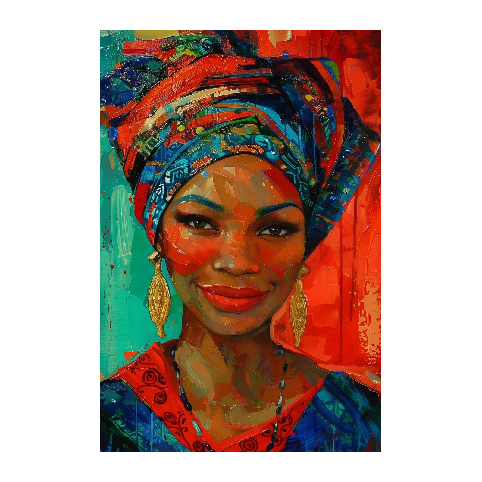 Vibrant African Woman Portrait Wall Art