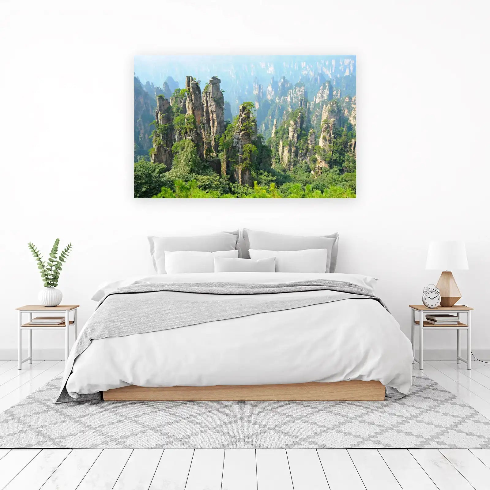 Misty Mountain Peaks Landscape Wall Art