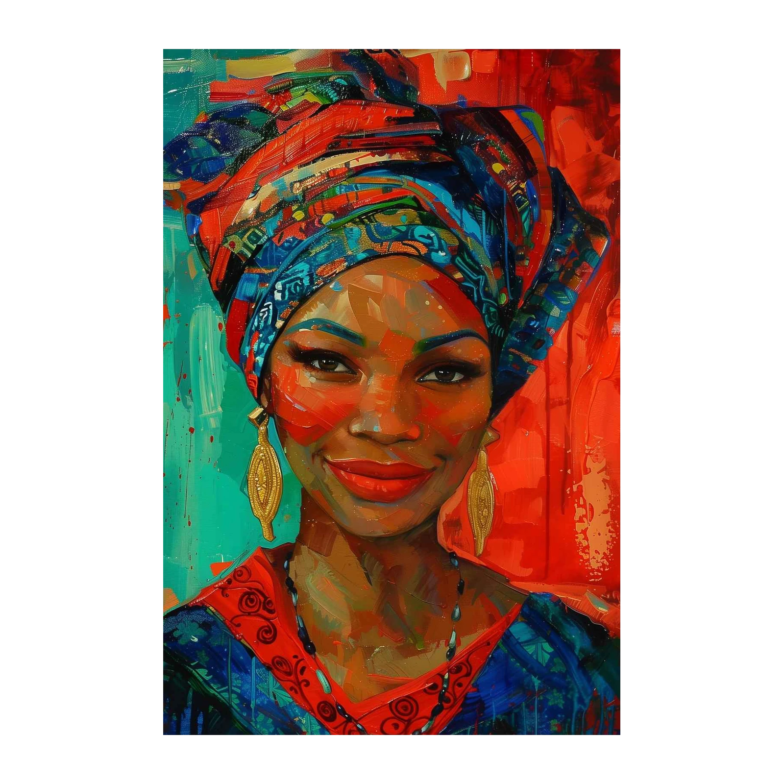 Vibrant African Woman Portrait Wall Art