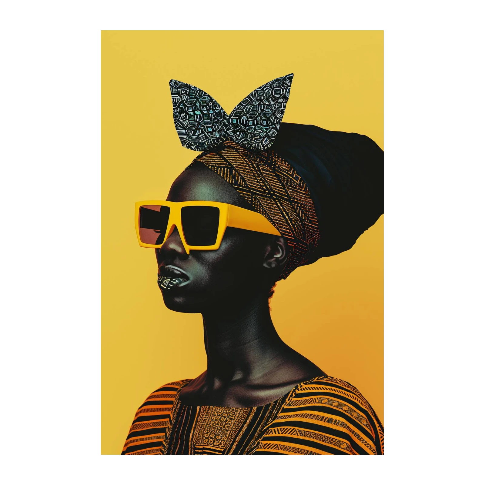 Bold African Queen Yellow Sunglasses Wall Art