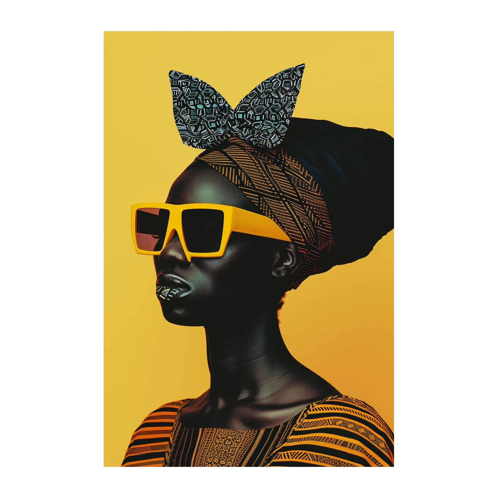 Bold African Portrait Yellow Sunglasses Wall Art