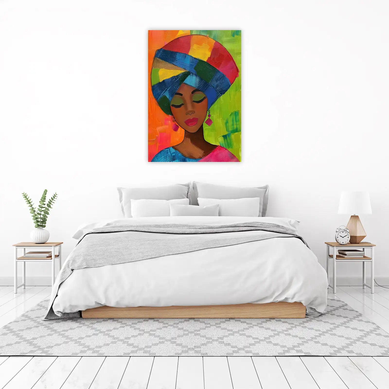 Vibrant Afro Woman Abstract Wall Art