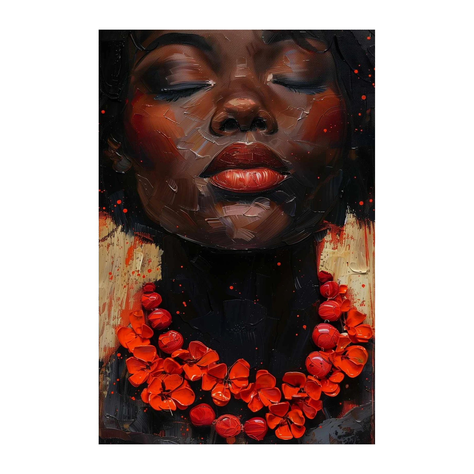 Bold Red Floral Portrait Wall Art