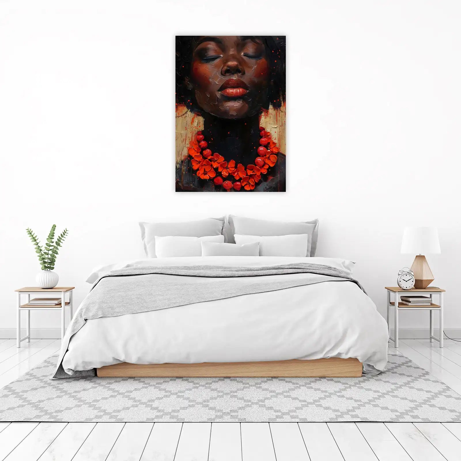 Bold Red Floral Portrait Wall Art
