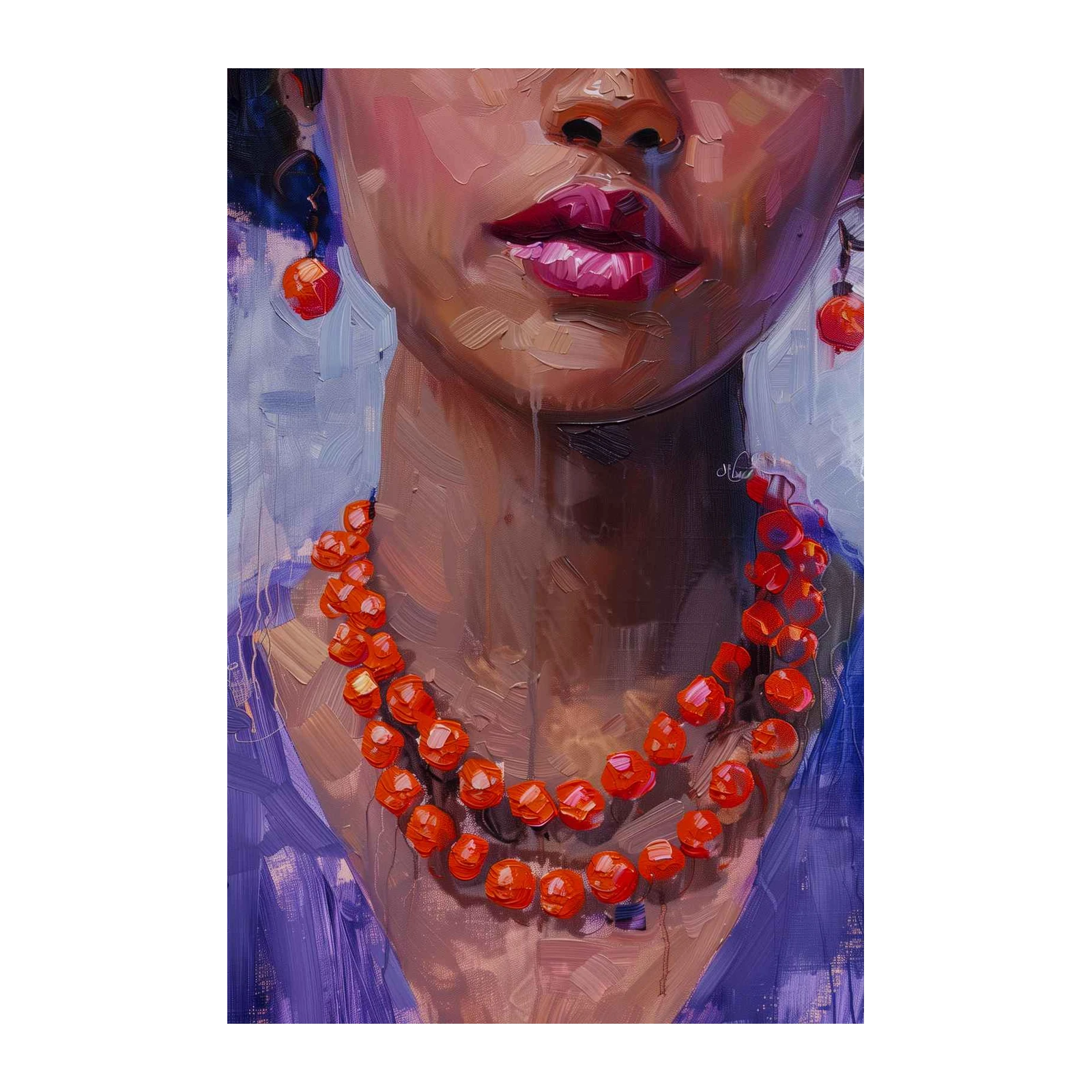 Vibrant Portrait & Bold Jewelry Wall Art