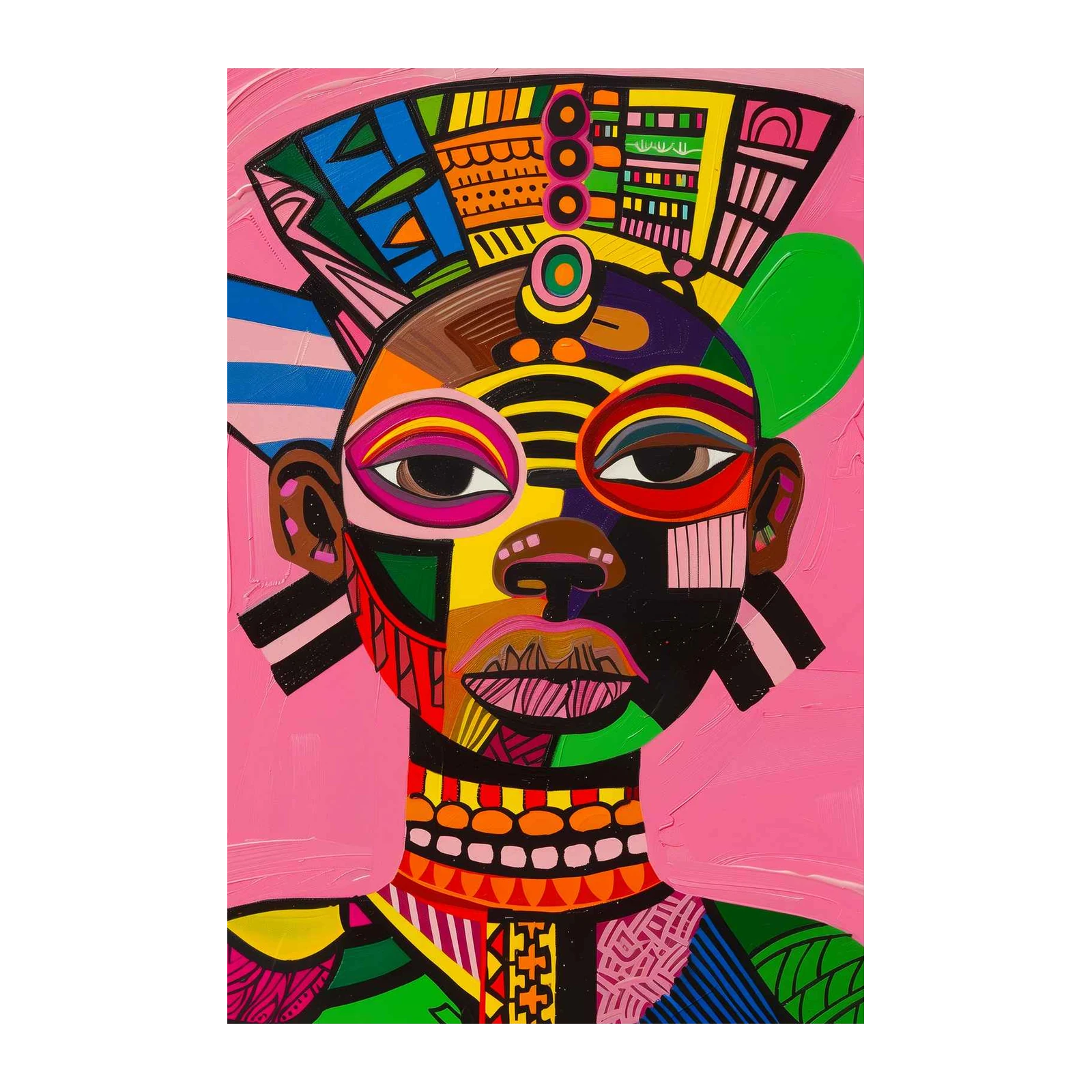 Vibrant Geometric Portrait Wall Art