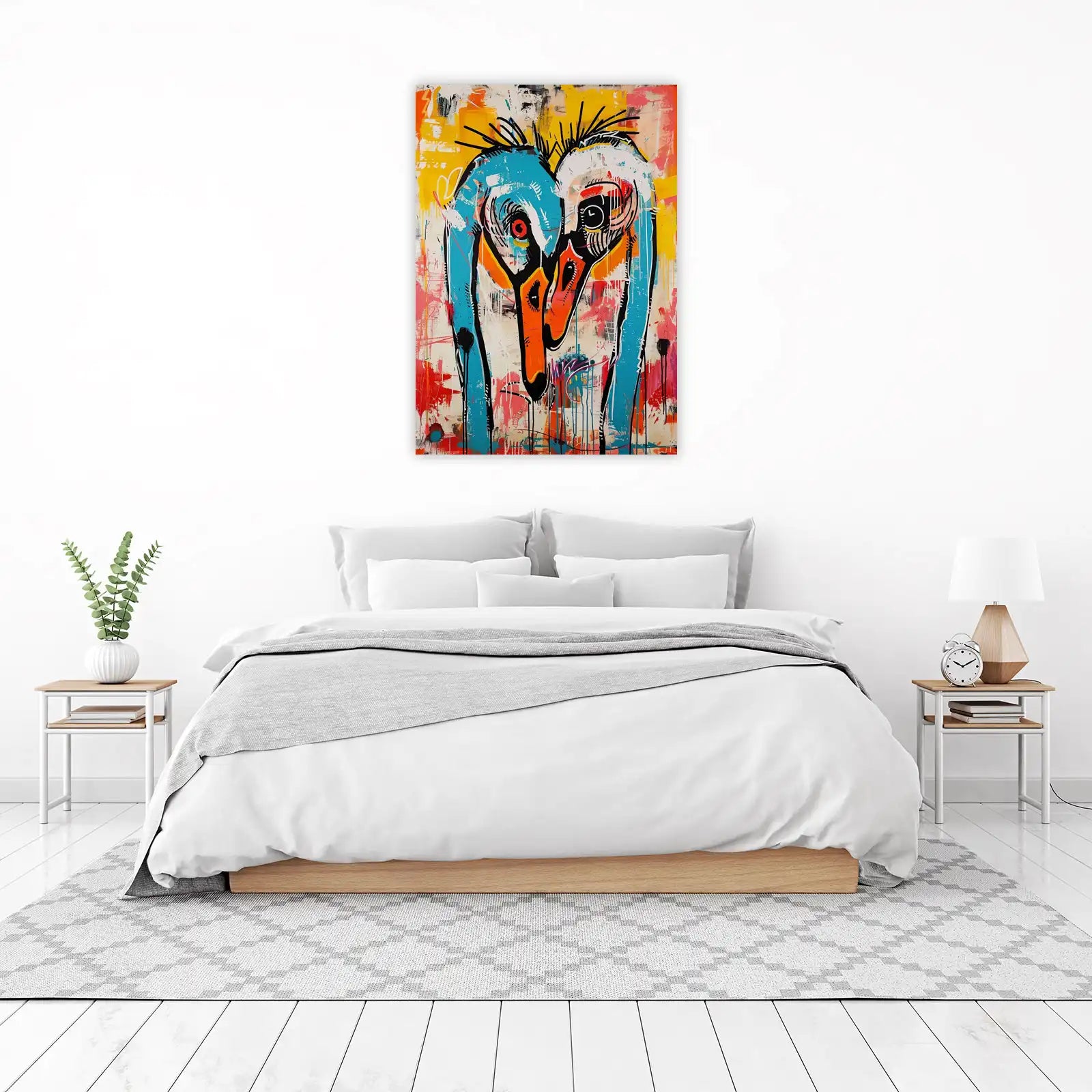 Vibrant Abstract Swans Wall Art Wall Art