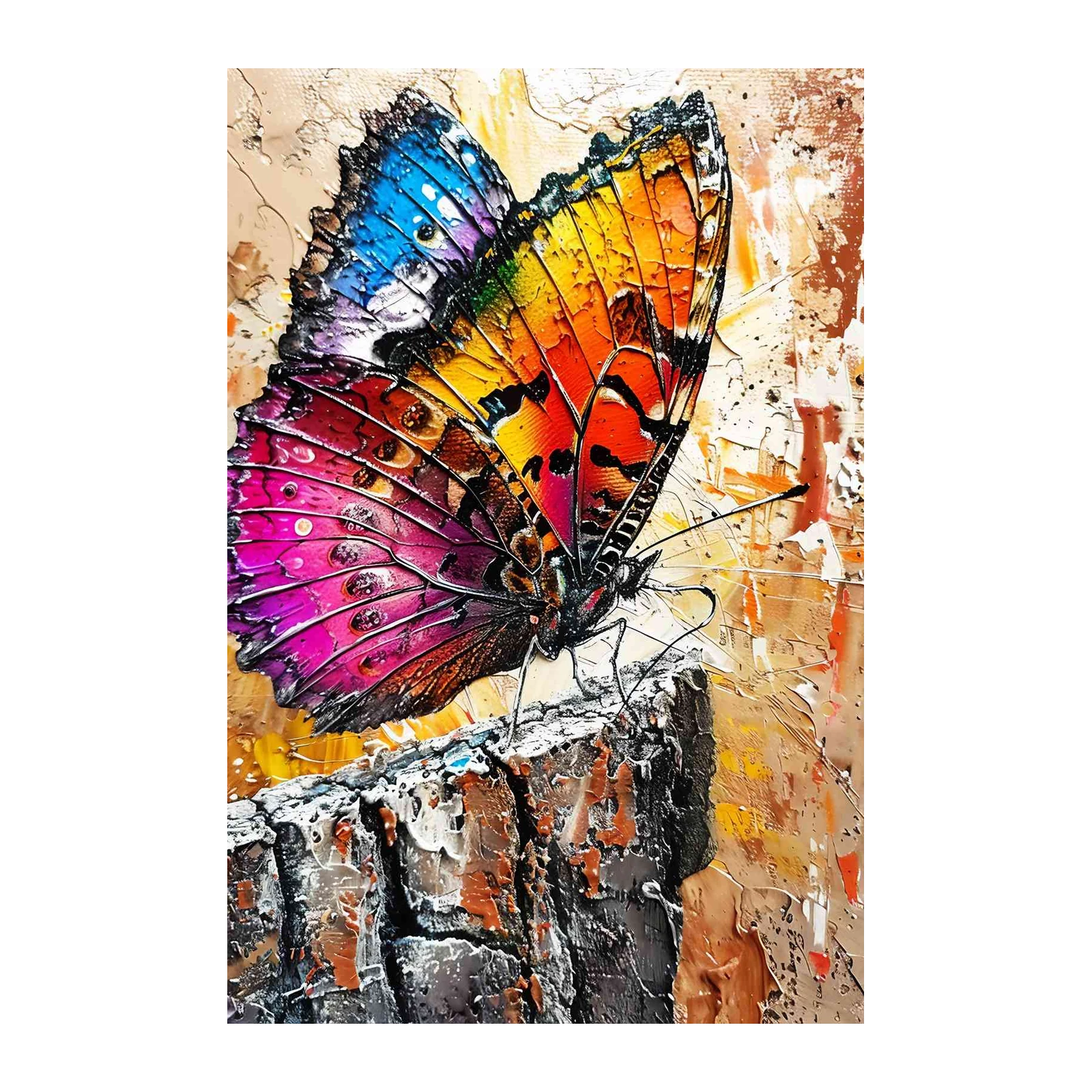Vibrant Butterfly Textured Art Wall Art