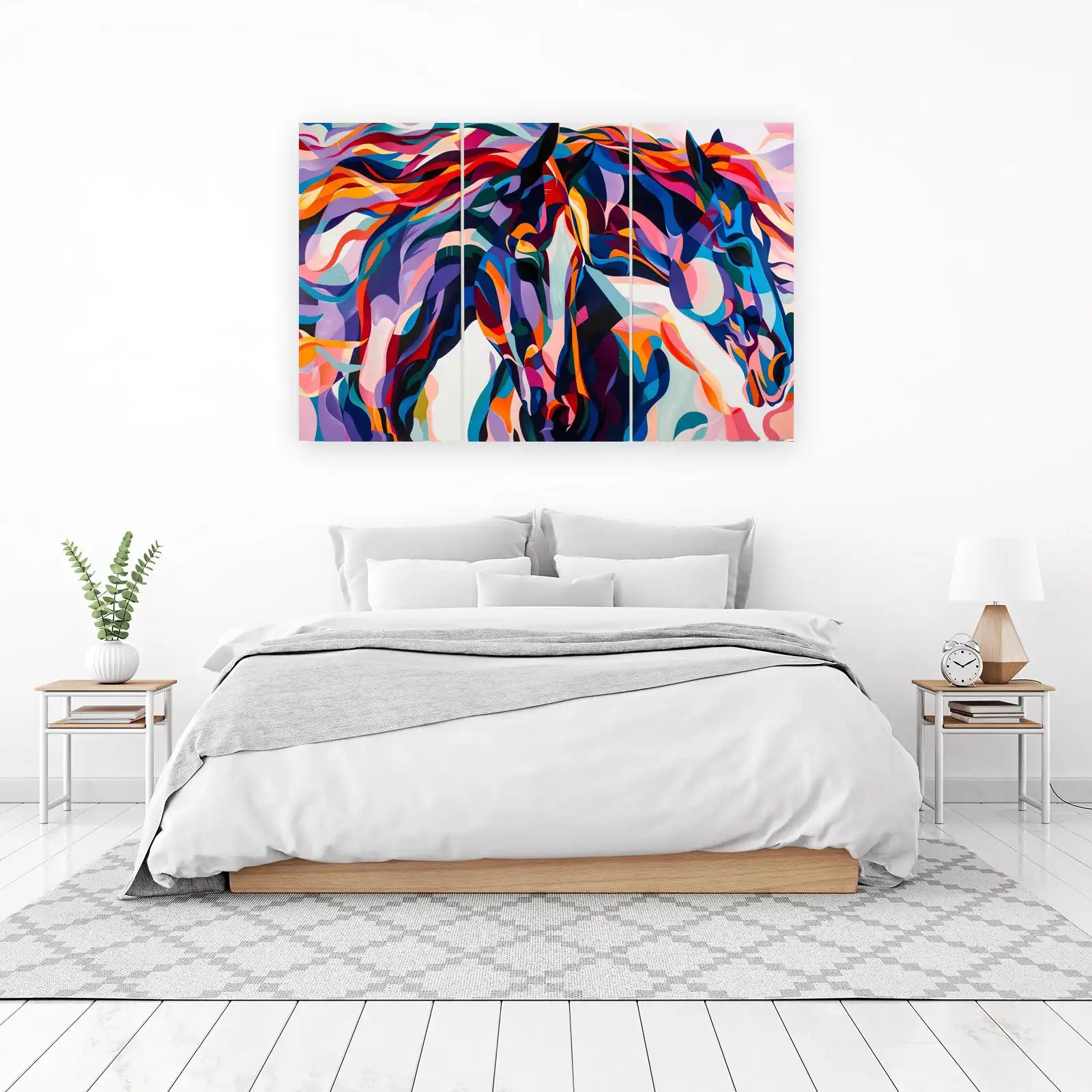 Vibrant Equine Flow: Modern Horse Wall Art