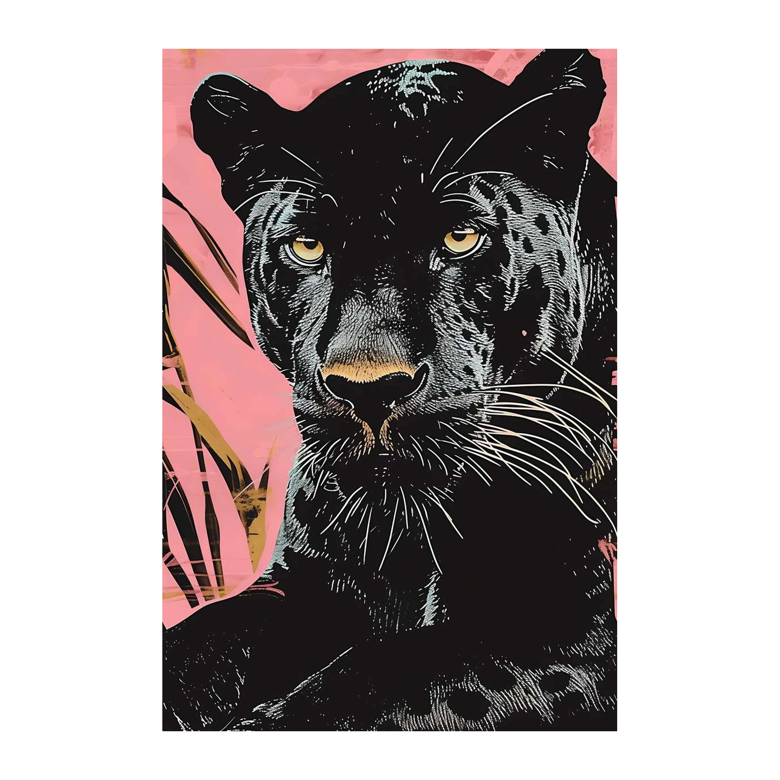 Bold Black Panther Pink Abstract Wall Art