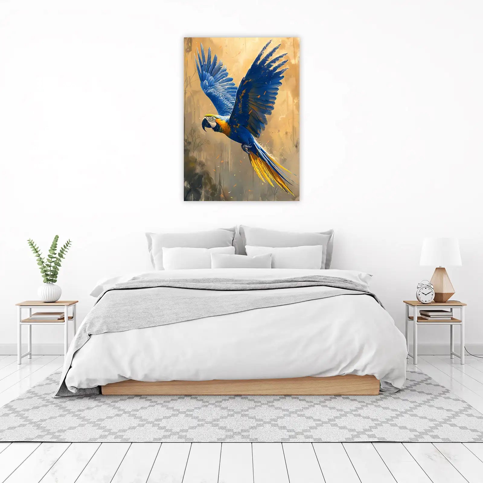 Vibrant Blue Macaw Tropical Flight Wall Art