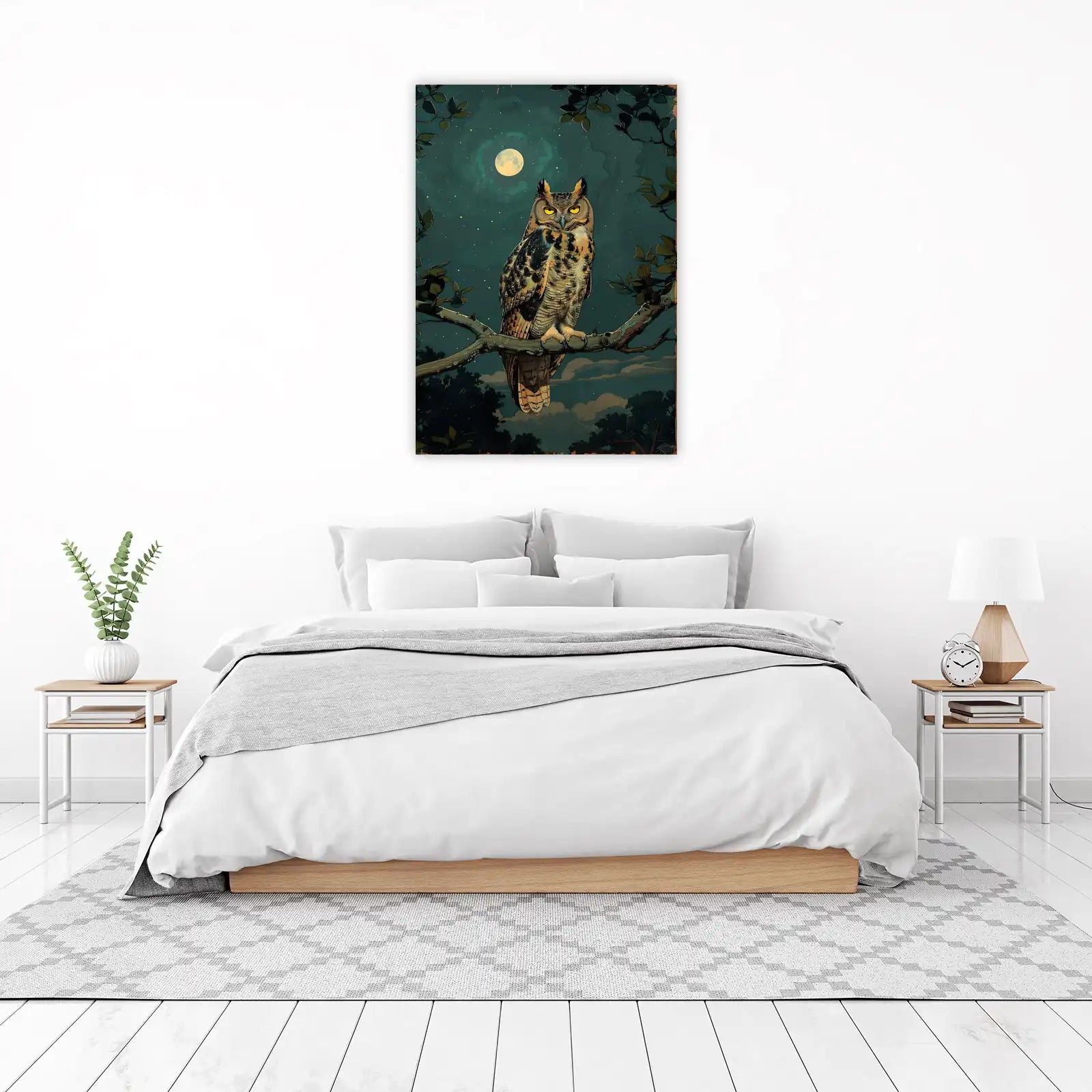 Majestic Owl Under Moonlit Sky Wall Art