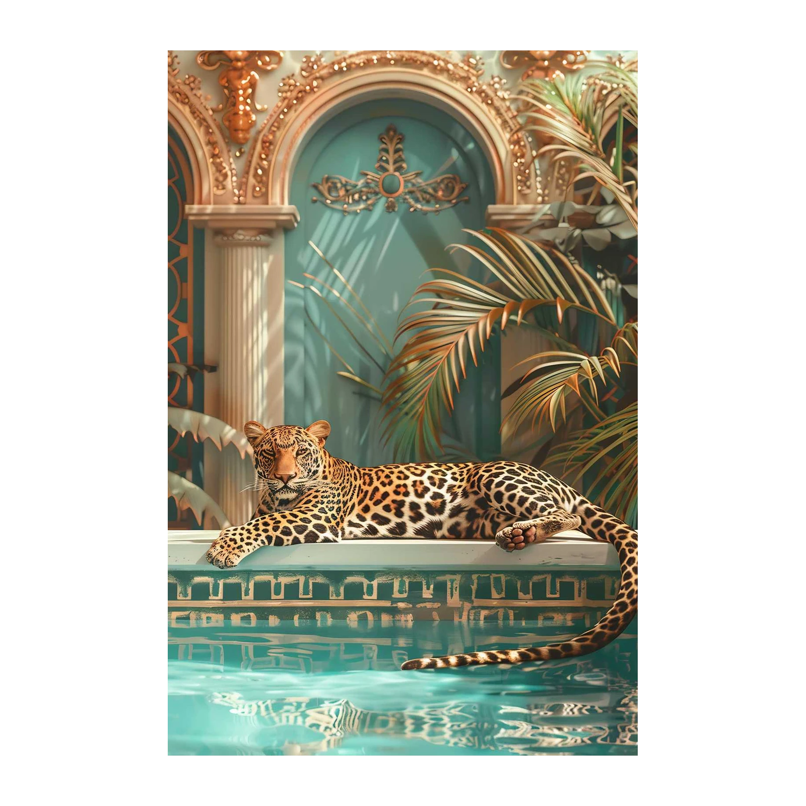 Majestic Leopard Luxury Poolside Wall Art