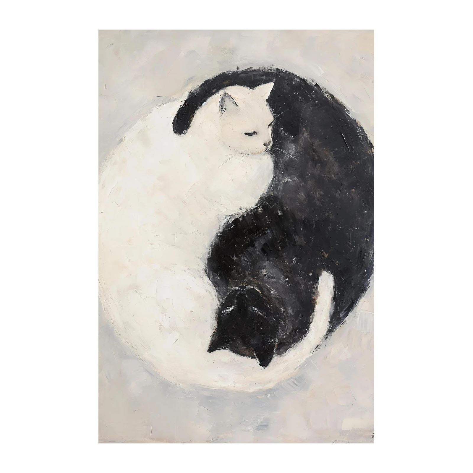 Yin Yang Cat Harmony Abstract Wall Art