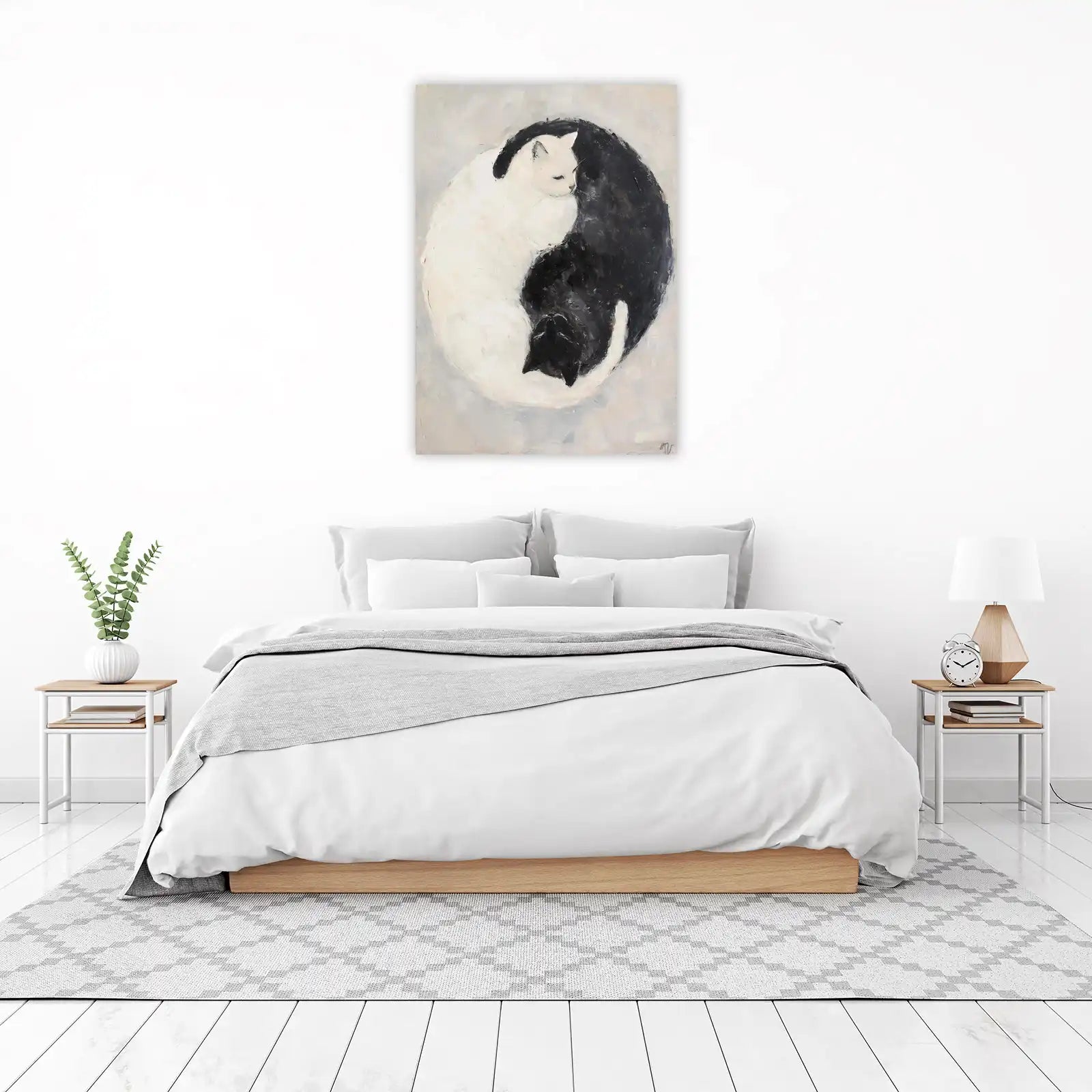 Yin Yang Cat Harmony Abstract Wall Art
