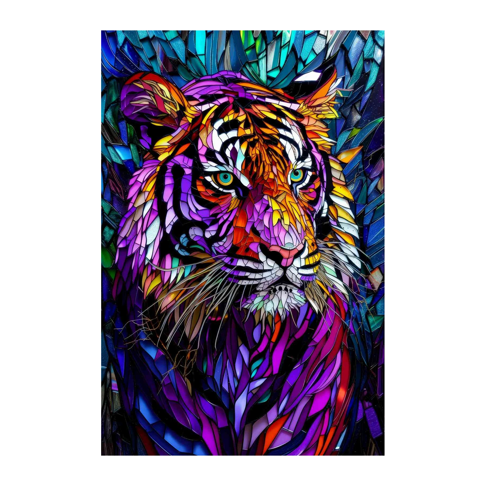 Vibrant Stained Glass Tiger Wall Art Art