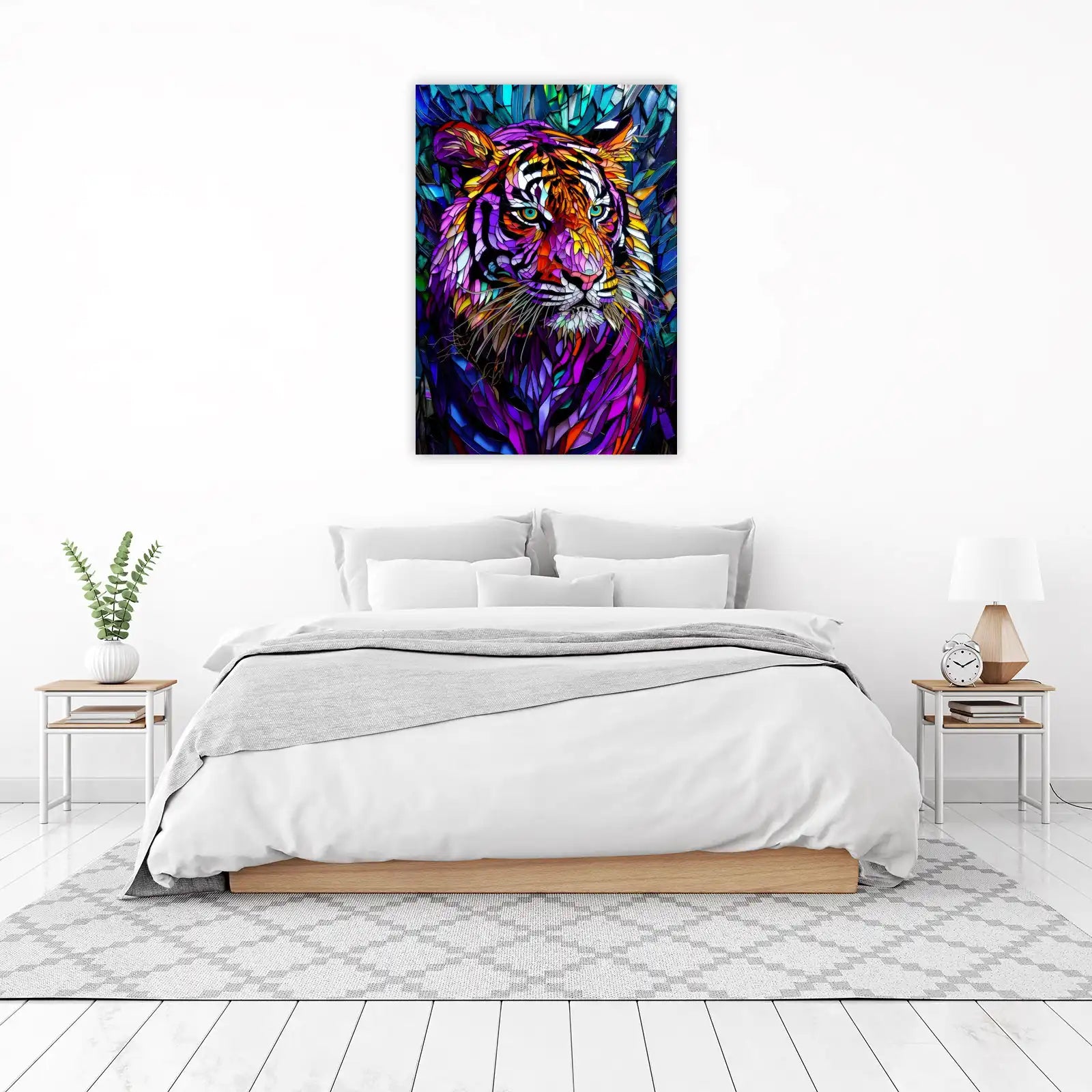 Vibrant Stained Glass Tiger Wall Art Art