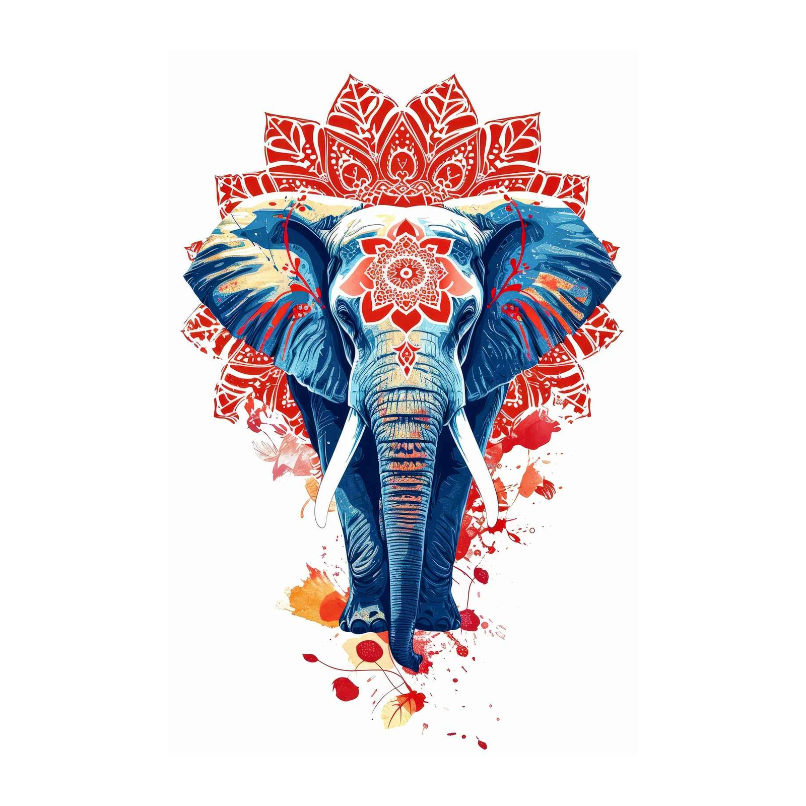 Majestic Blue Elephant Mandala Wall Art