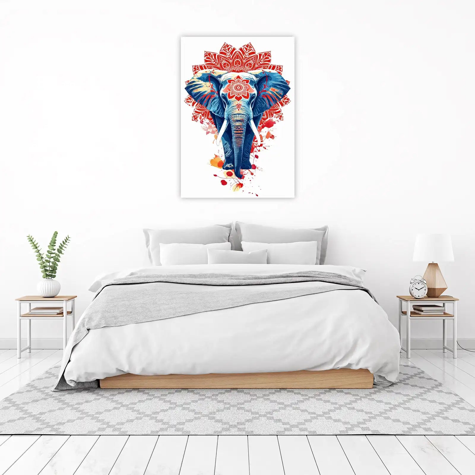 Majestic Blue Elephant Mandala Wall Art