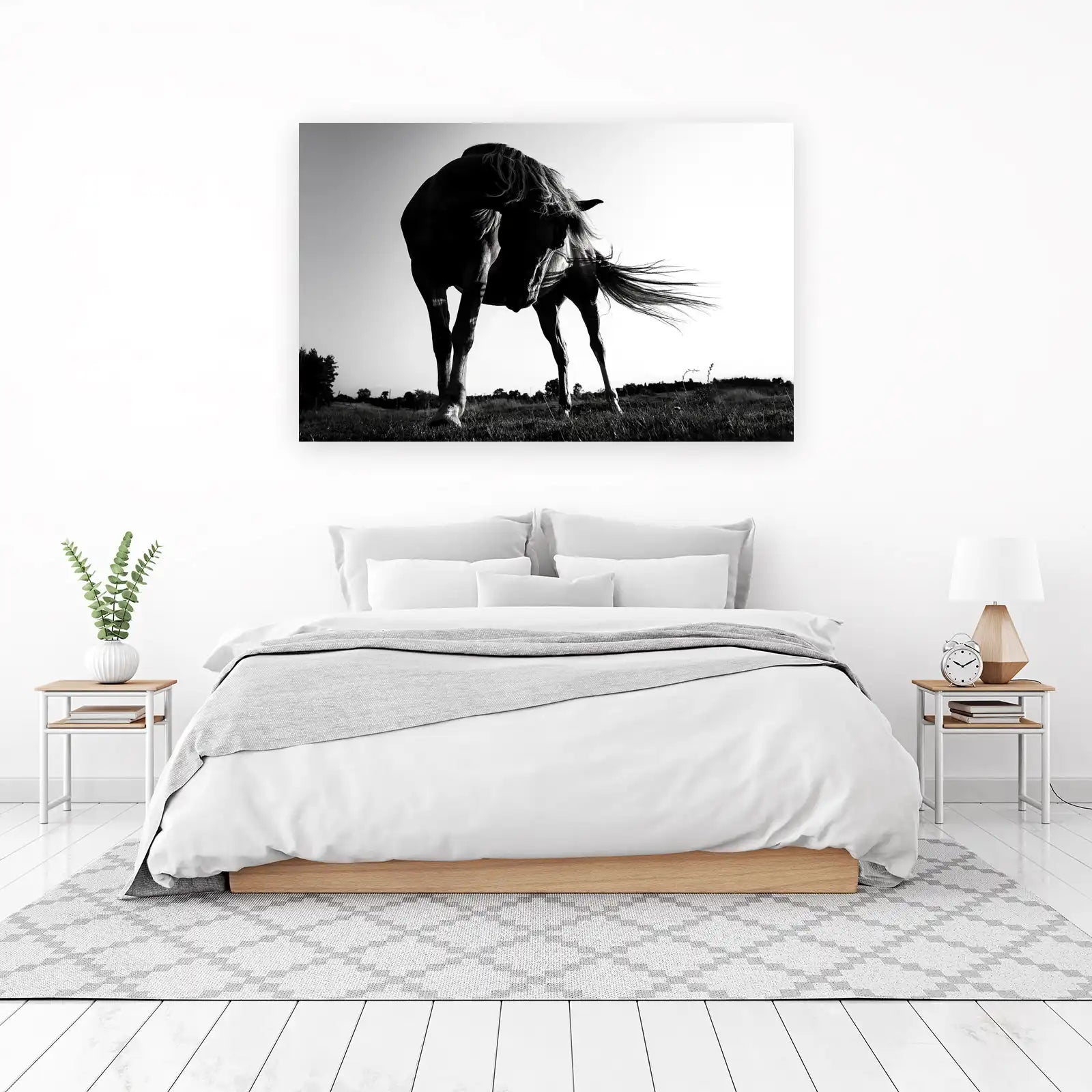 Majestic Horse Silhouette B&W Wall Art