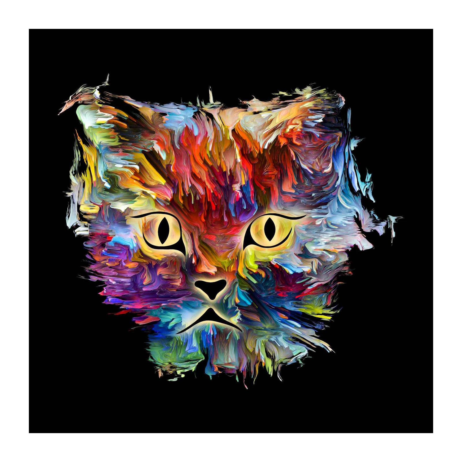 Vibrant Abstract Cat Face Wall Art