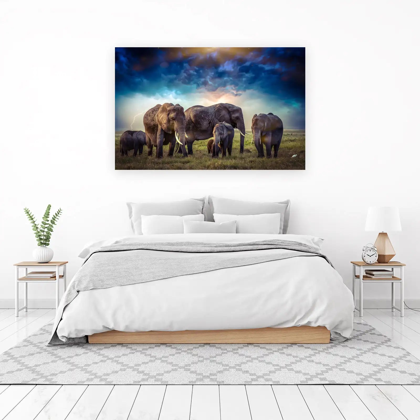 Majestic Elephants Lightning Wall Art
